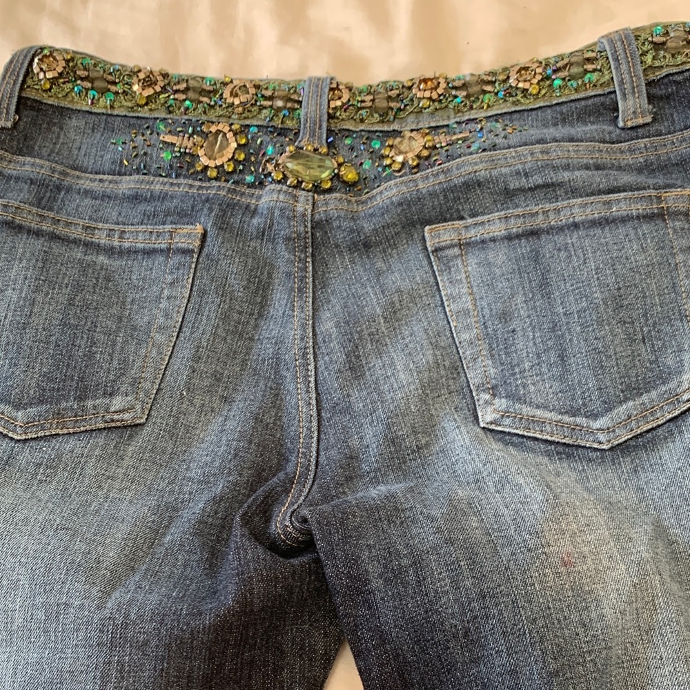 RARE FIND! Rosa & Rose Embellished Blue Jeans size Large - Picture 5 of 7